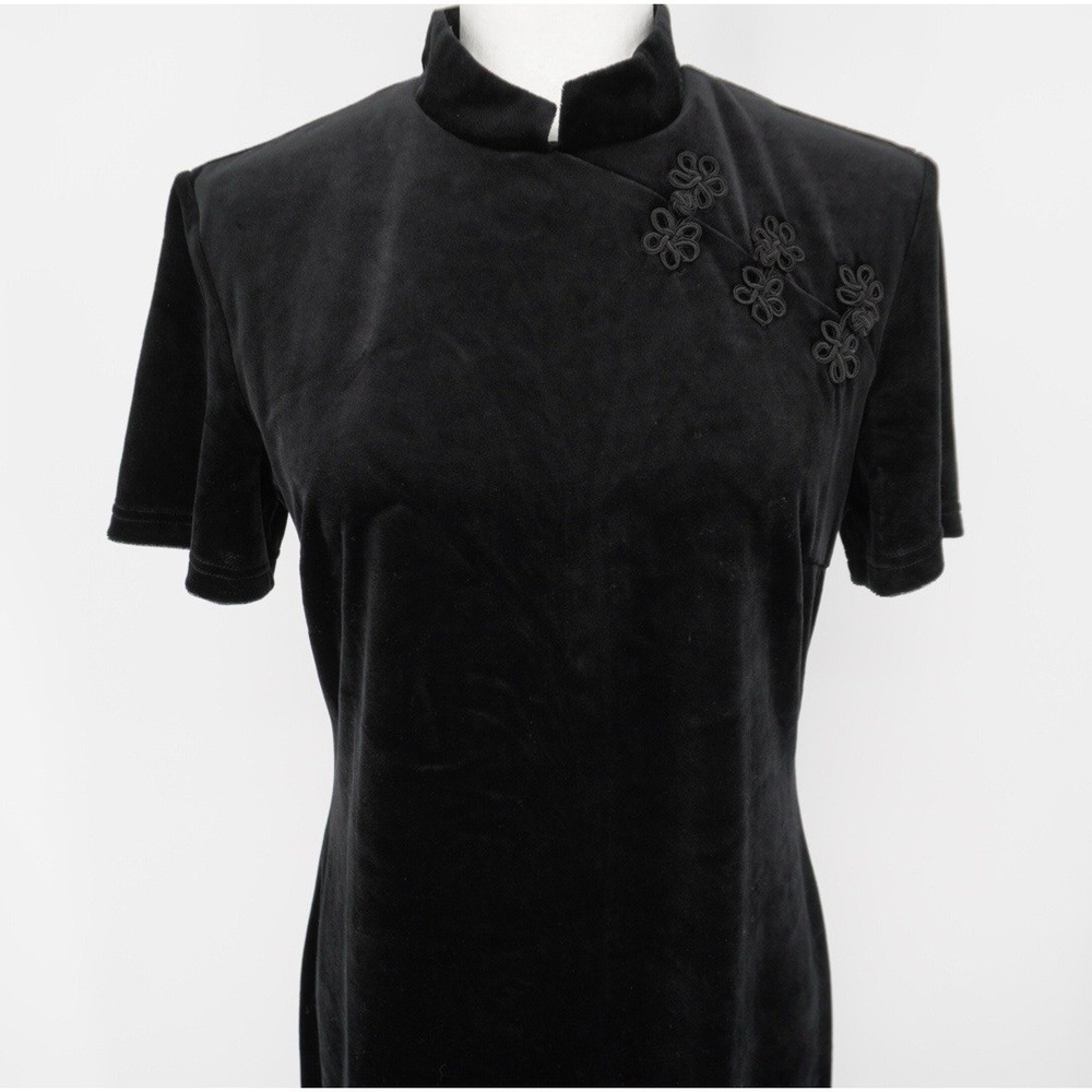 Vintage Y2K Dress 8 Black Velvet‎ Asian Style Maxi 90s Whimsigoth Fairy Romantic